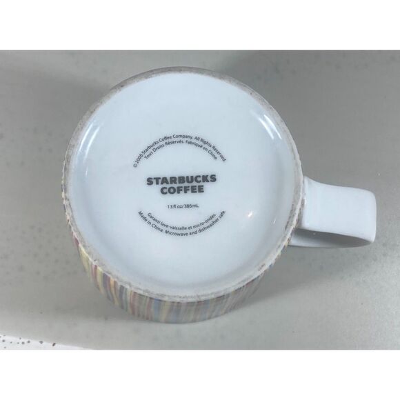 Starbucks 2008 Striped Rainbow Tea Coffee Mug Cup 13 oz Colorful EUC 3" - Picture 5 of 6